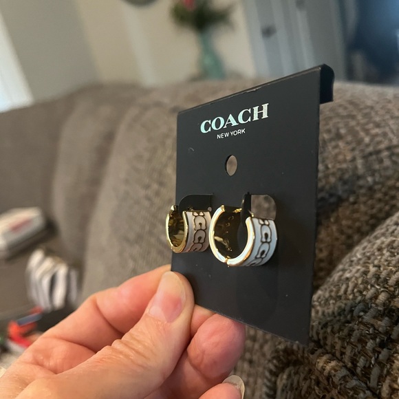 Coach Jewelry - New Coach Signature Huggie Earrings
